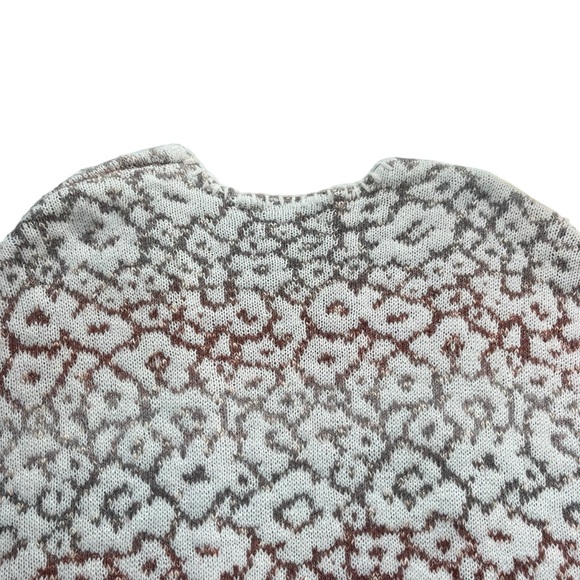 Knox Rose Womens S Cream Brown Jacquard Animal Print Floral Knit Poncho Cardigan - Picture 11 of 15